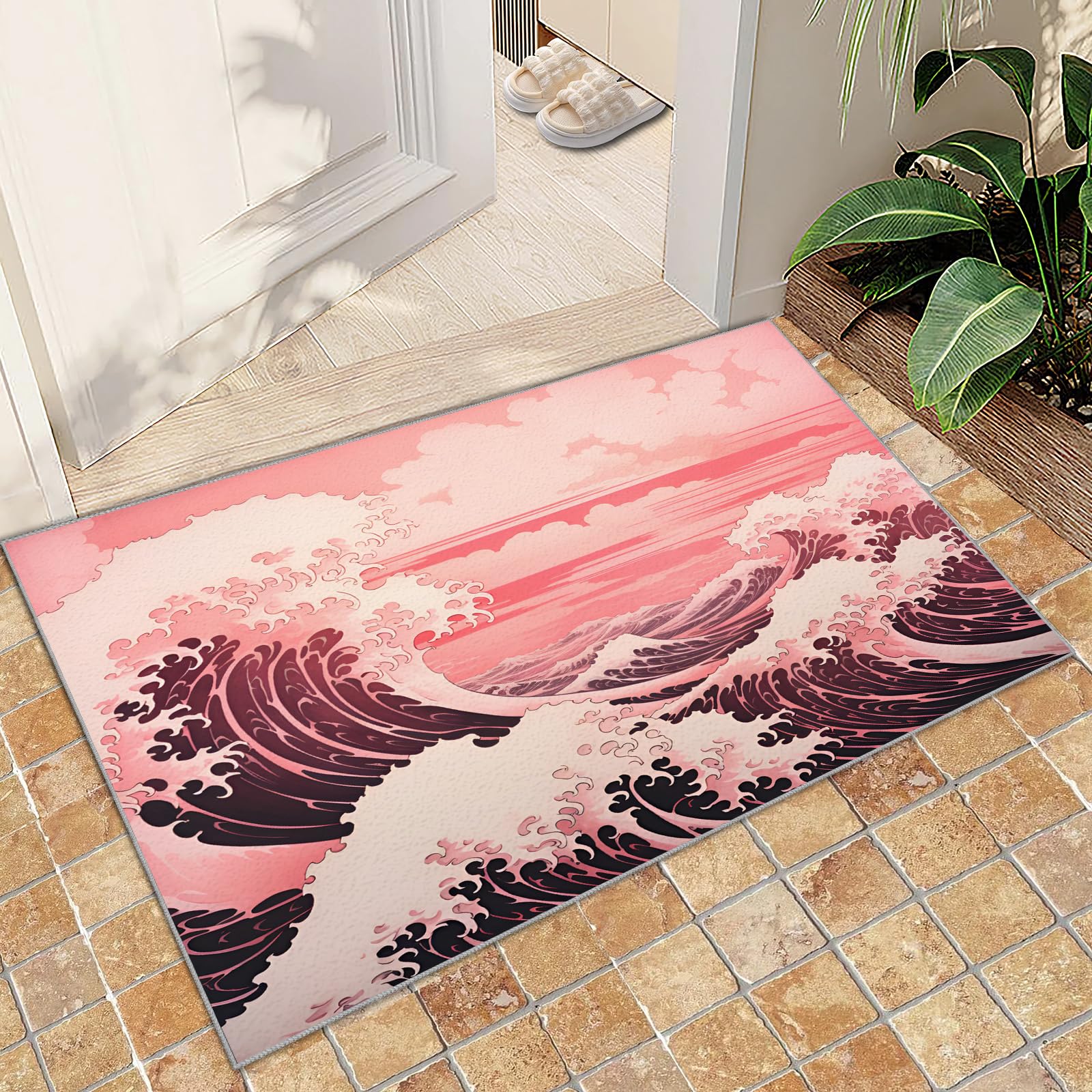 Amazon.com: Japanese Pink Wave Rug - 3x4 Rug, Great Wave Off